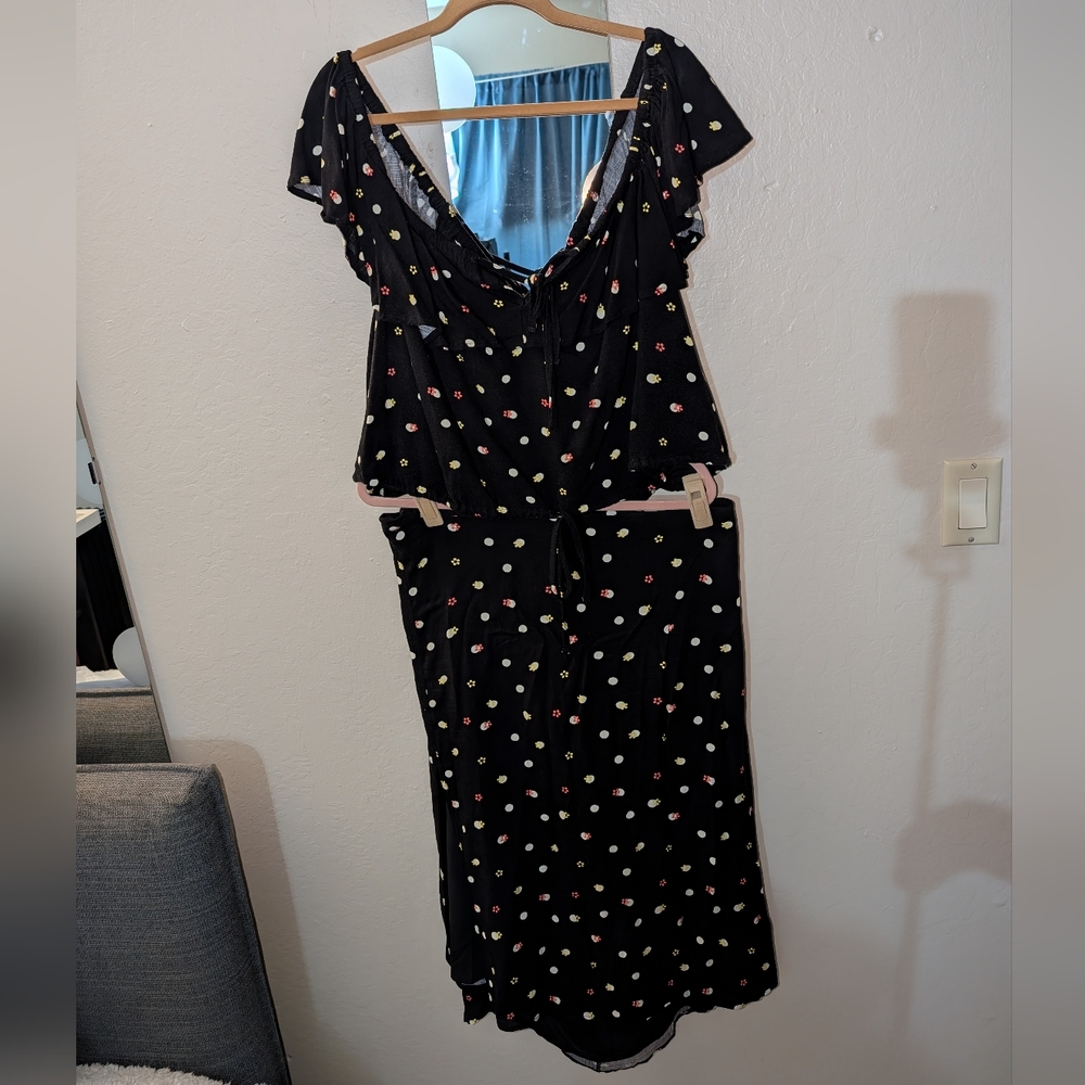 Black Floral Two Piece Set